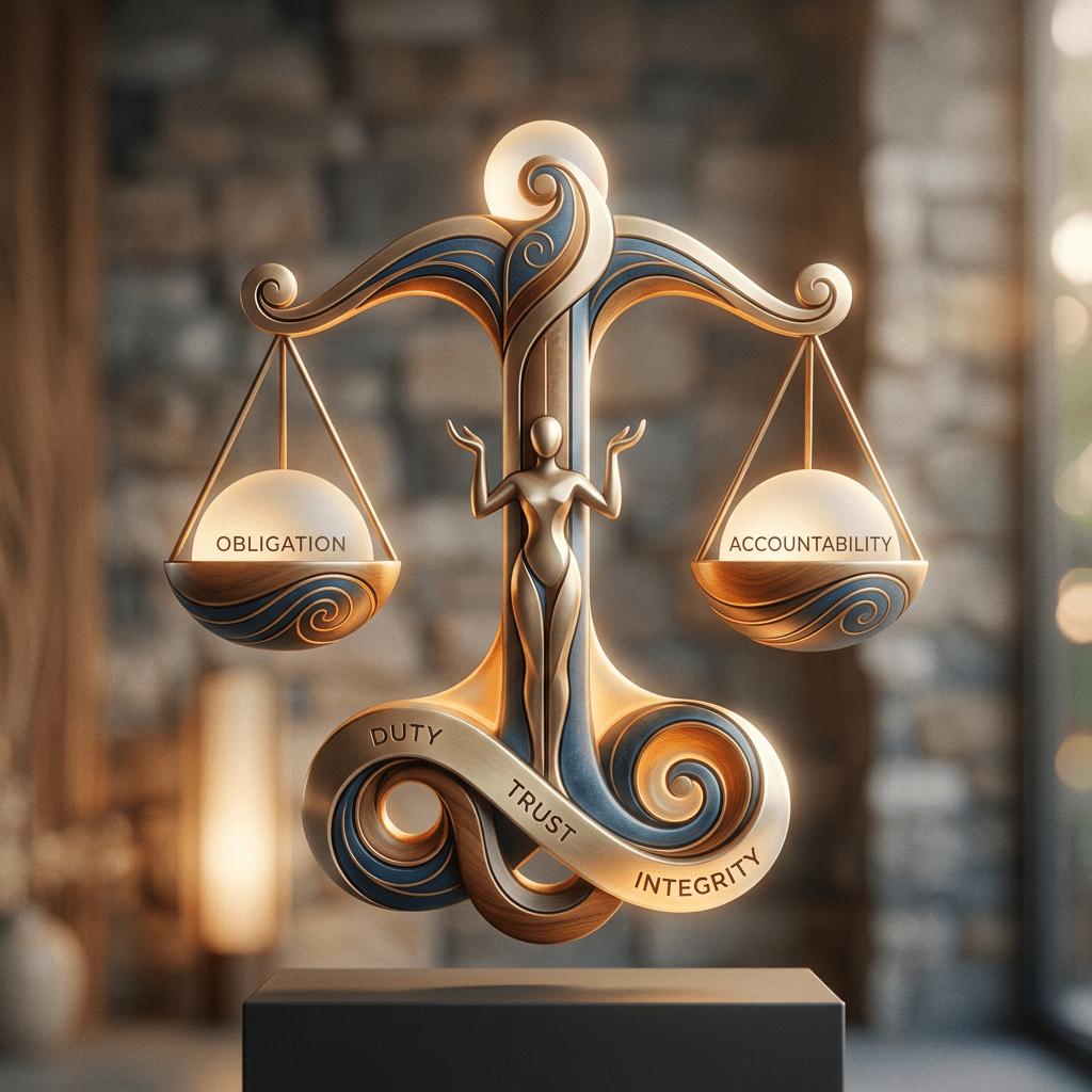 Abstract symbol of responsibility with balanced elements